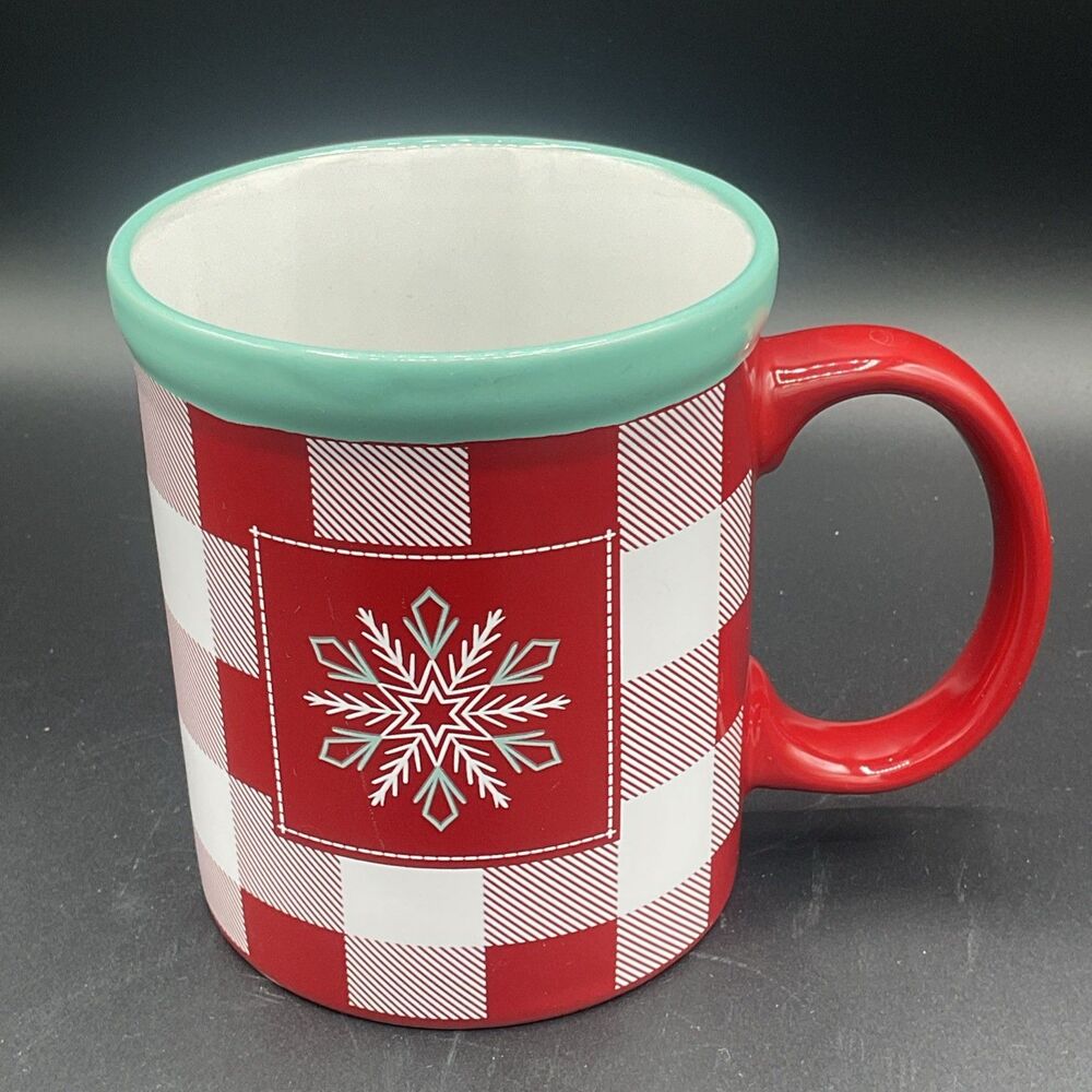 Design Pac Christmas Holiday Plaid Snowflake 18 oz. Coffee Mug